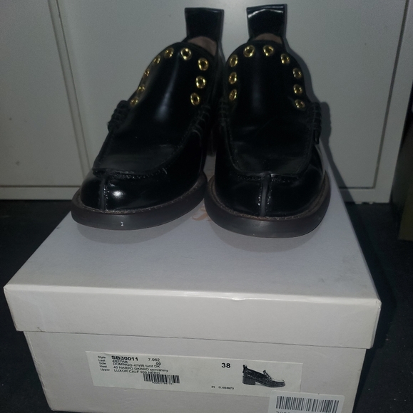 See by Chloe Leather Studded Stacked Heel Loafers RARE Black Colorway - Picture 6 of 12